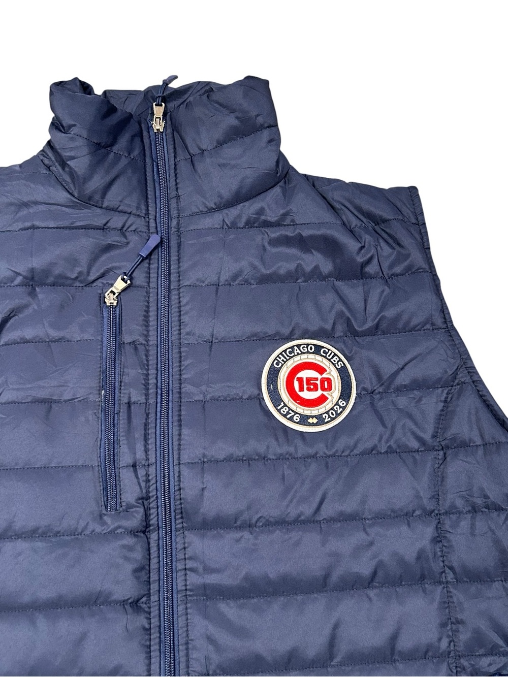 Chicago Cubs 150th Navy Quilted Puffer Vest by APC Wrigley Field Promotional XL